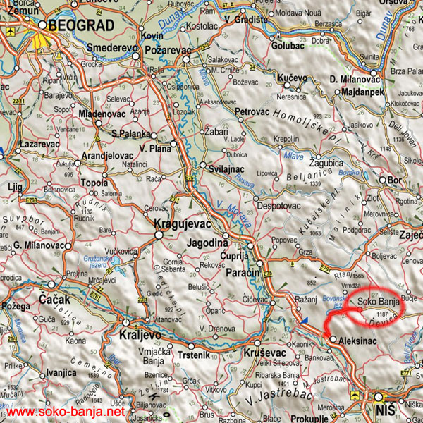 soko banja mapa srbije Kako doći u Sokobanju soko banja mapa srbije